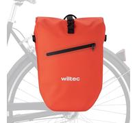 Wiltec Borsa per bici 22 l rossa, impermeabile, accessori bicicletta, montaggio al portapacchi posteriore, gancio girevole a 360° ed elementi riflettenti