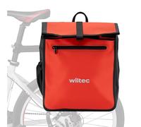 Wiltec Borsa per bici 22 l rossa, impermeabile, montaggio al portapacchi posteriore bicicletta, gancio girevole a 360° ed elementi riflettenti
