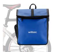 Wiltec Borsa per bici 22 l blu, impermeabile, montaggio al portapacchi posteriore bicicletta, gancio girevole a 360° ed elementi riflettenti