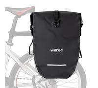 Wiltec Borsa per bici 25 l nera, impermeabile, montaggio al portapacchi posteriore bicicletta, gancio girevole a 360° ed elementi riflettenti