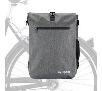 Wiltec Borsa per bici 3in1 25 l grigia, impermeabile, montaggio al portapacchi posteriore, scomparto laptop, elementi riflettenti
