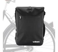 Wiltec Borsa per bici 3in1 25 l nera, impermeabile, montaggio al portapacchi posteriore, scomparto laptop, elementi riflettenti