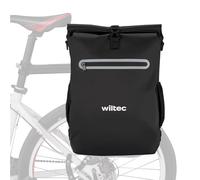 Wiltec Borsa per bici 4in1 20 l nera, impermeabile, montaggio al portapacchi posteriore, scomparto laptop, elementi riflettenti