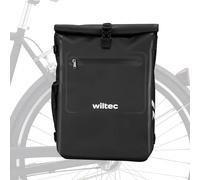 Wiltec Borsa per bici 4in1 25 l nera, impermeabile, montaggio al portapacchi posteriore, scomparto laptop, elementi riflettenti