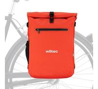 Wiltec Borsa per bici 4in1 25 l rossa, impermeabile, montaggio al portapacchi posteriore, scomparto laptop, elementi riflettenti