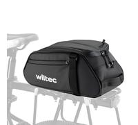 Wiltec Borsa per Portapacchi Posteriore Bici 8L, Borsa Bici Nera, Impermeabile Multiuso, con Scomparti Elementi Riflettenti, Borsello Accessori Bicicletta Viaggio