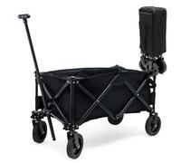 Wiltec Carretto a mano pieghevole, max 60 kg, tessuto impermeabile nero, Carrello spiaggia con sacco di protezione