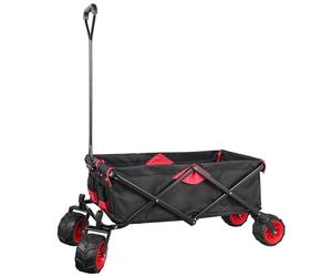 Wiltec Carretto a mano pieghevole, max 80 kg, tessuto impermeabile rosso-nero, Carrello