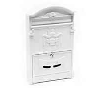 Wiltec Cassetta postale classica con stemma colore bianco 260 x 90 x 400 mm