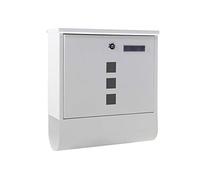 Wiltec Cassetta postale con vano portagiornale, bianco 305 x 95 x 335 mm con vetrino nome