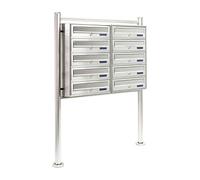 Wiltec Cassetta postale condominiale autoportante, 10 posti, acciaio inox, 898 x 270 x 1500 mm, 2 moduli