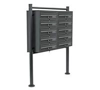 Wiltec Cassetta postale condominiale autoportante, 10 posti, antracite, 898 x 270 x 1500 mm, 2 moduli