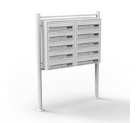 Wiltec Cassetta postale condominiale autoportante 10 posti, bianco, 2 moduli 945 x 270 x 1500 mm