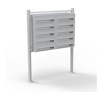Wiltec Cassetta postale condominiale autoportante 10 posti, grigio, 2 moduli con supporto a terra
