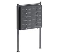 Wiltec Cassetta postale condominiale autoportante, 12 posti, antracite, 945 x 270 x 1500 mm, 2 moduli