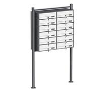 Wiltec Cassetta postale condominiale autoportante 12 posti antracite/bianco 945 x 270 x 1500 mm 2 moduli