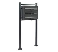 Wiltec Cassetta postale condominiale autoportante 3 posti, 1 modulo, antracite 513 x 270 x 1150 mm
