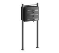 Wiltec Cassetta postale condominiale autoportante 3 posti, 1 modulo, nero 556 x 270 x 1200 mm