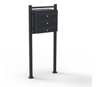 Wiltec Cassetta postale condominiale autoportante 3 posti, 1 modulo, nero 513 x 270 x 1150 mm