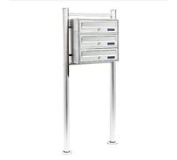 Wiltec Cassetta postale condominiale autoportante 3 posti, acciaio inox, 1 modulo, 556 x 270 x 1150 mm