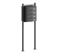 Wiltec Cassetta postale condominiale autoportante 4 posti, 1 modulo, nero 556 x 270 x 1500 mm