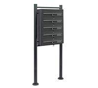 Wiltec Cassetta postale condominiale autoportante 5 posti, 1 modulo, antracite 556 x 270 x 1500 mm