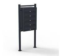 Wiltec Cassetta postale condominiale autoportante 5 posti, 1 modulo, nero 556 x 270 x 1500 mm