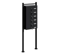 Wiltec Cassetta postale condominiale autoportante 6 posti, 1 modulo, nero 556 x 270 x 1500 mm