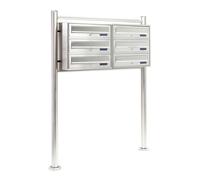 Wiltec Cassetta postale condominiale autoportante, 6 posti, acciaio inox, 898 x 270 x 1150 mm, 2 moduli