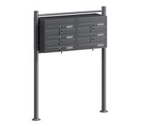 Wiltec Cassetta postale condominiale autoportante, 6 posti, antracite, 945 x 270 x 1200 mm, 2 moduli