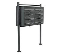 Wiltec Cassetta postale condominiale autoportante, 8 posti, antracite, 898 x 270 x 1500 mm, 2 moduli