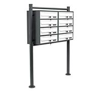 Wiltec Cassetta postale condominiale autoportante 8 posti antracite/bianco 270 x 898 x 1500 mm 2 moduli