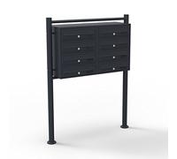 Cassetta let. condominiale nera a 8 compart. con supporto verniciata a polvere