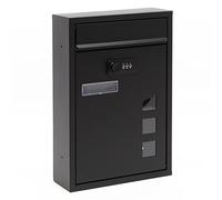Wiltec Cassetta postale singola nera con serratura a combinazione e vetrino portanome