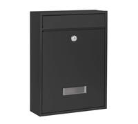 Wiltec Cassetta postale singola V10, verniciatura a polvere nera, con vetrino portanome