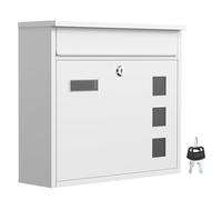 Wiltec Cassetta postale singola V12 in acciaio verniciato a polvere bianco con finestrelle e vetrino portanome