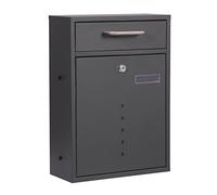 Wiltec Cassetta postale singola V51 antracite, a parete o autoportante, con finestrelle e vetrino nome