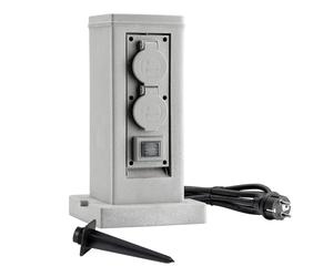 Wiltec Colonna multipresa effetto granito, con 4 prese e 2 interruttori on/off, per esterno IP44