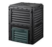 Wiltec Compostiera da 300 litri 61 x 61 x 82 cm, compostiera da giardino in plastica per rifiuti organici, con coperchio e sportello inferiore per lo svuotamento