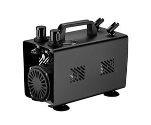 Wiltec Compressore aerografo AS18TA 1/6 CV, compressore ad aria con portata d'aria compressa 20-23 l/min, 2 attacchi per pistola aerografo, manometro, per modellismo, decorazione unghie