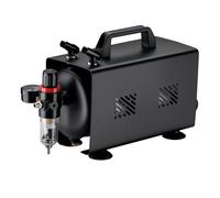 Wiltec Compressore aerografo AS18TB 1/6 CV, con portata d'aria 20-23 l/min, compressore silenzioso per pistola aerografo con serbatoio da 1 litro, aria compressa per aerografia