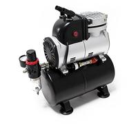 Wiltec Compressore per aerografo AF189, monocilindro con serbatoio aria e pressione massima di 6 bar