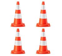 Wiltec Coni stradali 50 cm di altezza 4 pezzi, coni segnaletici per la messa in sicurezza, pilone catarifrangente, birillo di segnalazione in PVC resistente per cantieri edili