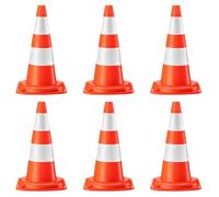 Wiltec Coni stradali 50 cm di altezza 6 pezzi, coni segnaletici per la messa in sicurezza, pilone catarifrangente, birillo di segnalazione in PVC resistente per cantieri edili