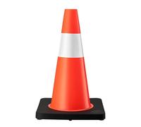 WilTec Cono stradale 45 cm, cono segnaletico per la messa in sicurezza, pilone riflettente, birillo di segnalazione in PVC resistente e gomma per cantieri edili