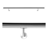 Wiltec Corrimano scale 200 cm in acciaio inox V2A, ringhiera scala, passamano scala con montaggio a parete