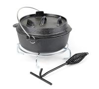 Wiltec Dutch Oven Forno Olandese con Pentola in ghisa 4l sottopentola e solleva coperchio per fuoco campeggio