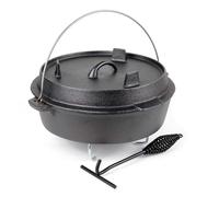 Wiltec Dutch Oven Forno Olandese con Pentola in ghisa 5l sottopentola e solleva coperchio per fuoco campeggio