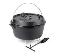 Wiltec Dutch Oven Forno Olandese con Pentola in ghisa 9l sottopentola e solleva coperchio per fuoco campeggio