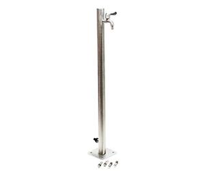 Wiltec Fontanella a colonna in acciaio inox 95,5cm rotonda con rubinetto e raccordo Resistente a UV e gelo